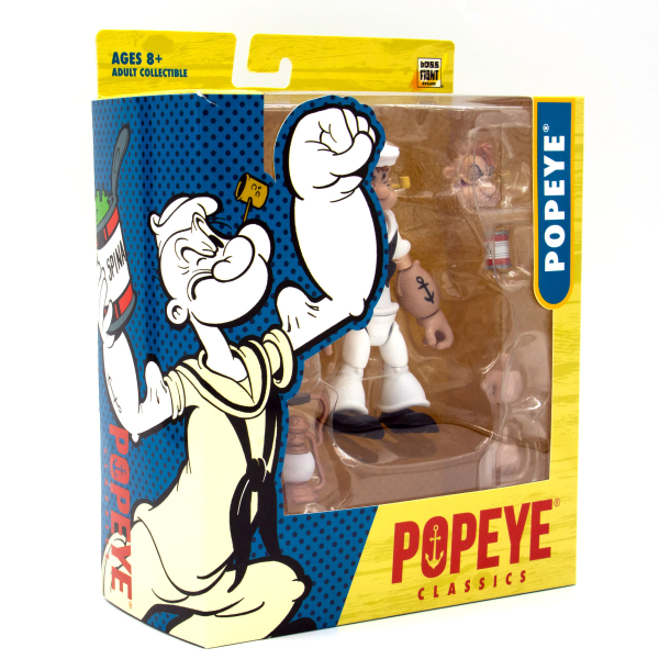 Hier ist die Actionfigur "Popeye White Sailor Suit" in der Seitenansicht von links zu sehen.